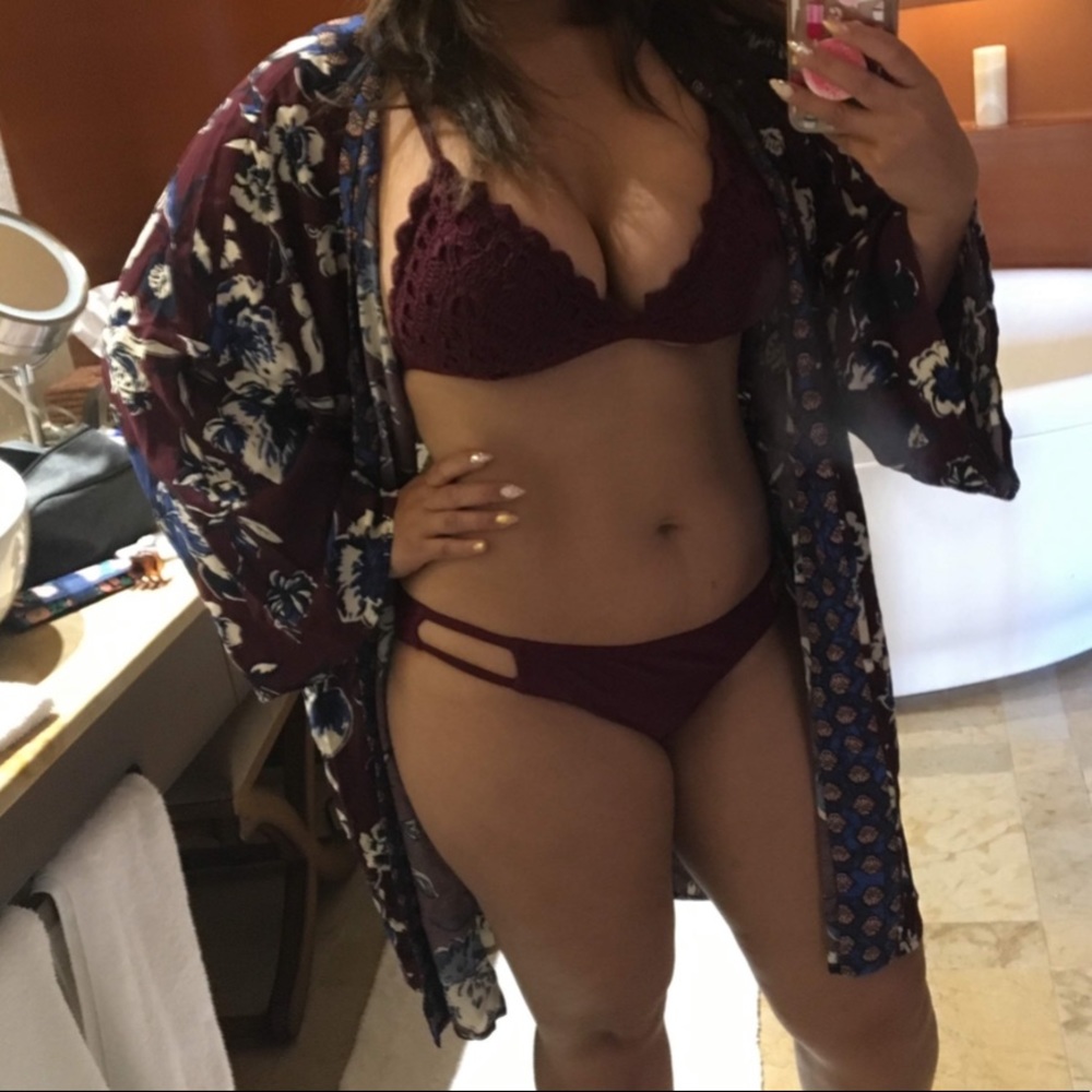 Burgundy Floral Cover Up for Swim Suit - Picture 3 of 3
